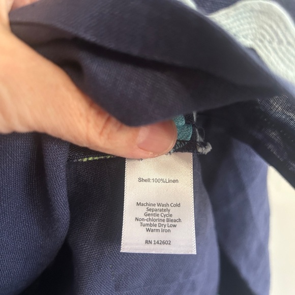 Like new linen Sail to Sable Navy Tunic with Colorful Ric Rac detailing. Size XS - Picture 7 of 12